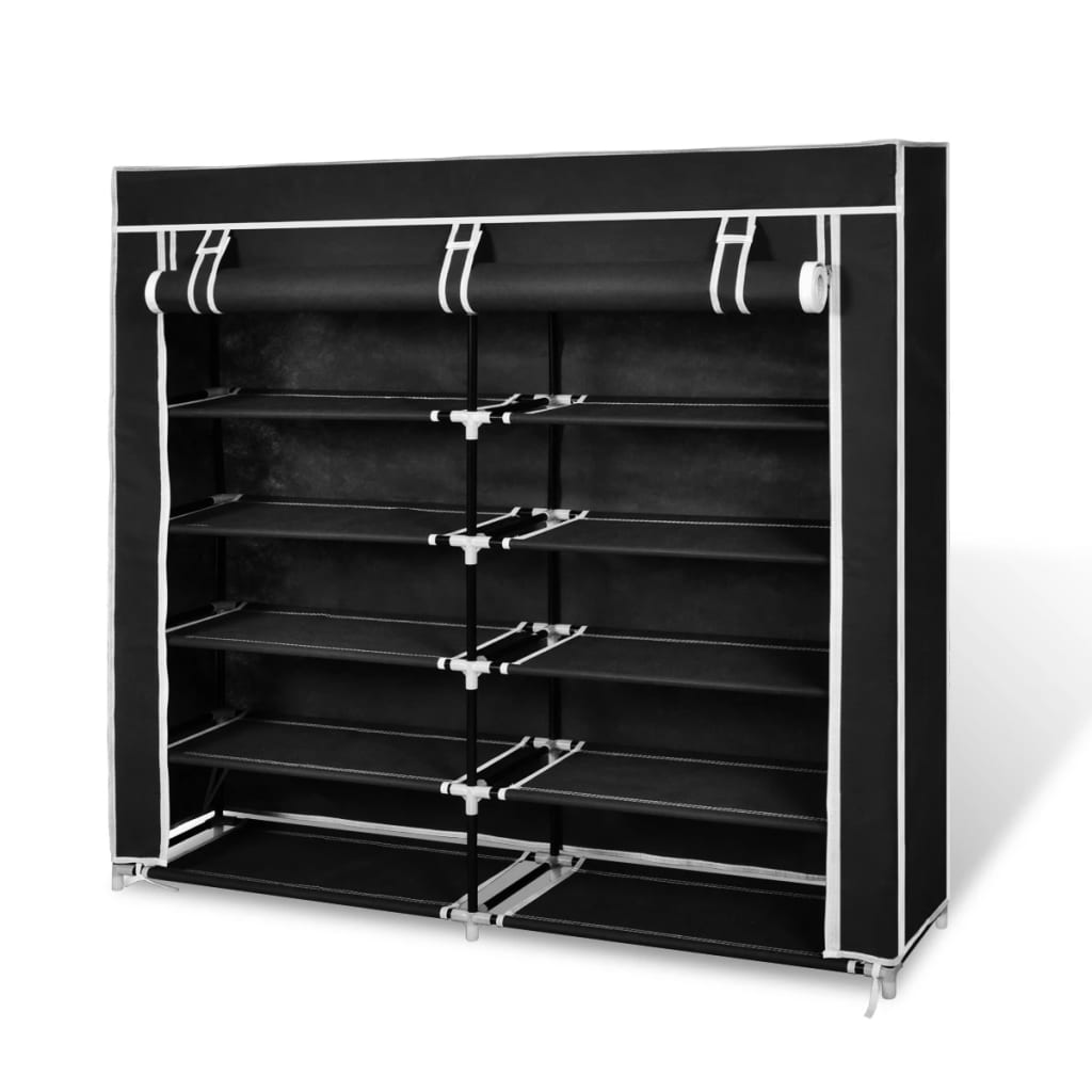Vidaxl skoskåp med omslag 115x28x110 tyg svart