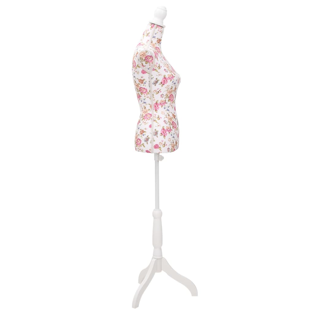 Vidaxl Estalage Doll Torso Frau Baumwoll weiß mit Rosendruck