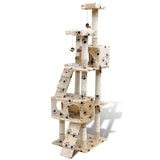 VidaXL cat scratching post with legprints and 2 houses 170 cm beige