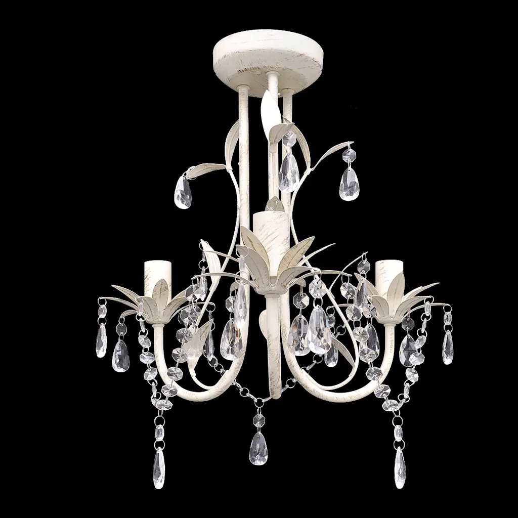 Vidaxl Crystal Lustr s bílým elegantním designem (3 lampy)
