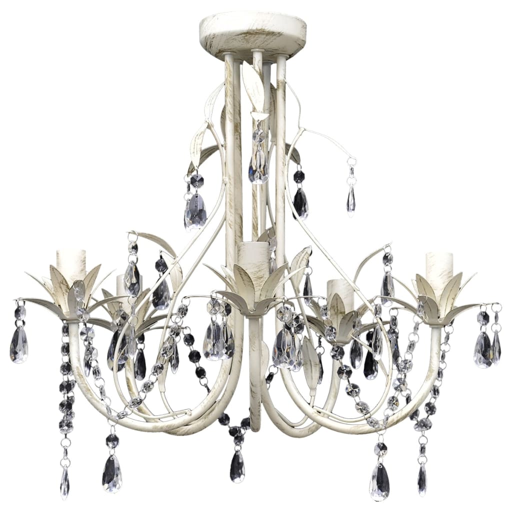 Vidaxl Crystal Lustr s bílým elegantním designem (5 lamp)