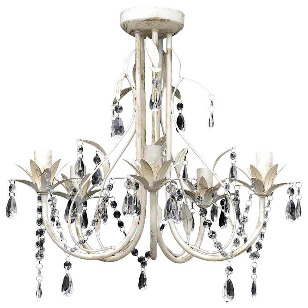 Vidaxl Crystal Chandelier med vit elegant design (5 lampor)