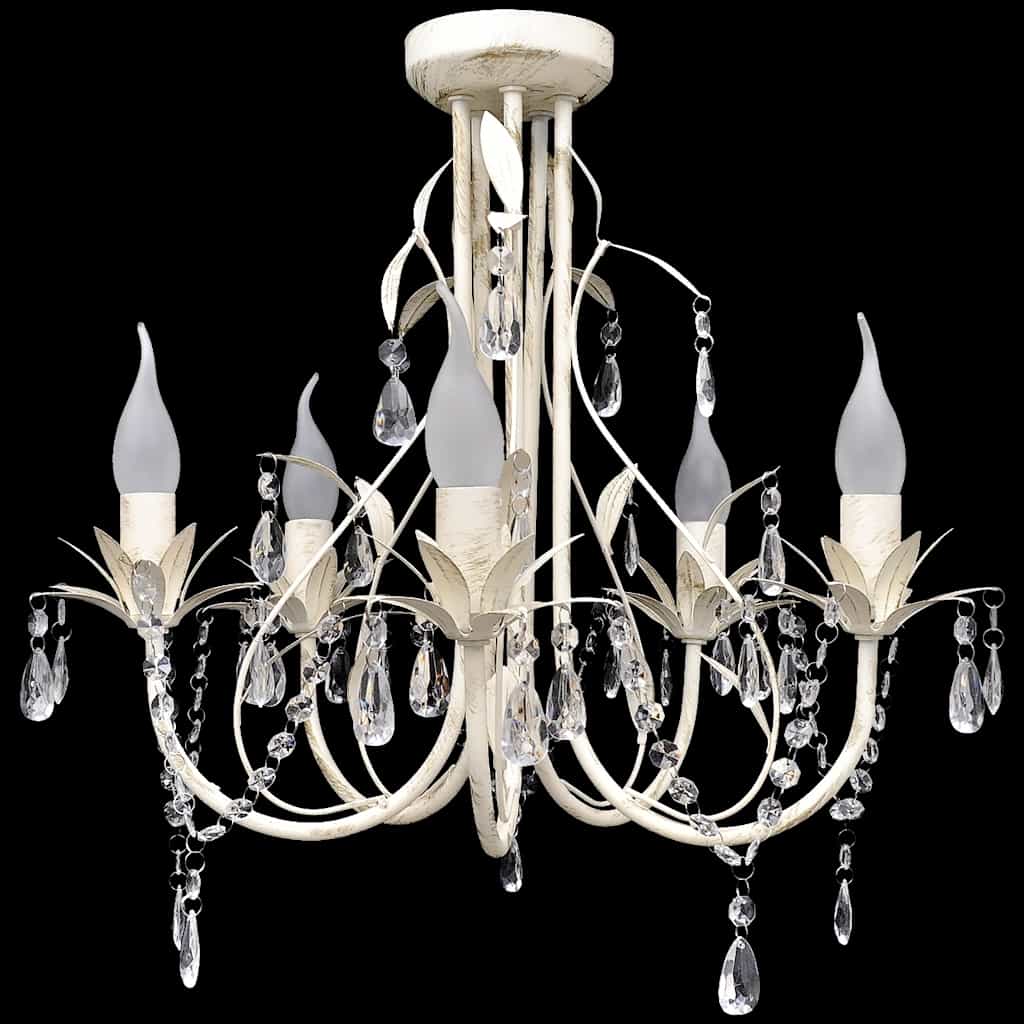 Vidaxl Crystal Chandelier med vit elegant design (5 lampor)