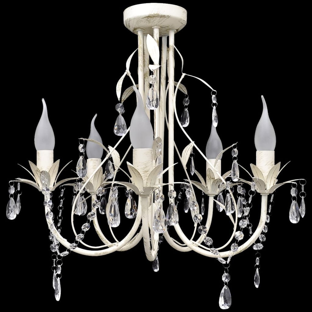 Vidaxl Crystal Lustr s bílým elegantním designem (5 lamp)