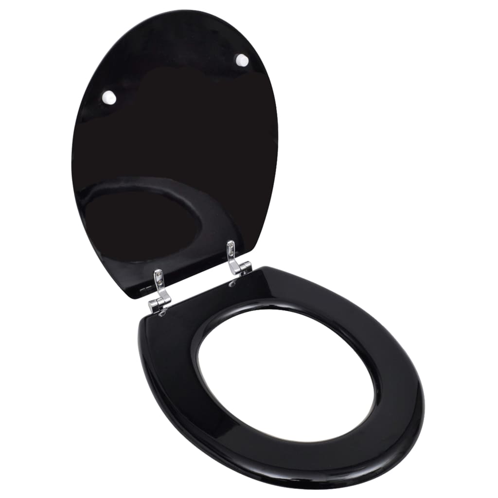 Vidaxl asiento de inodoro diseño simple mdf negro