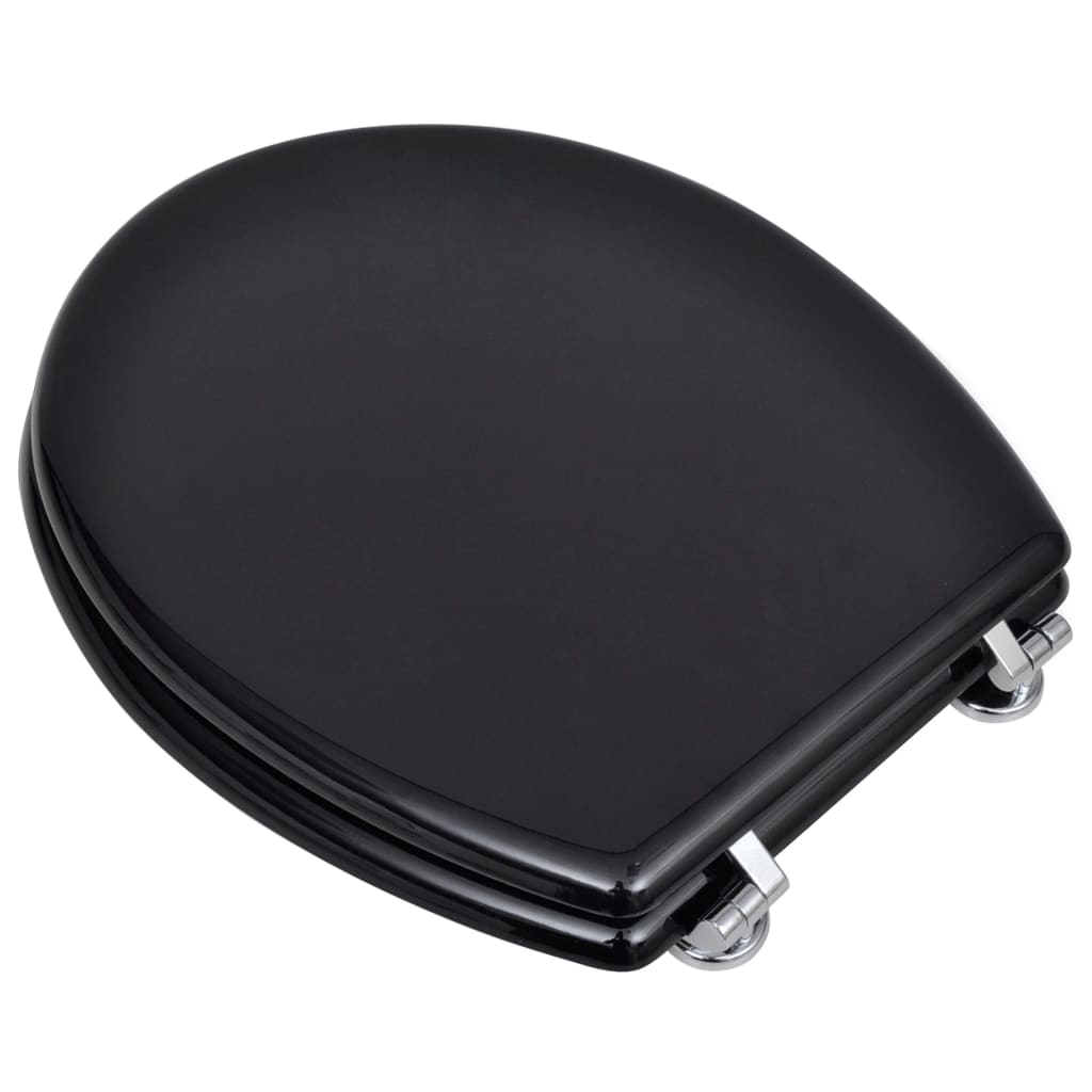 Vidaxl asiento de inodoro diseño simple mdf negro