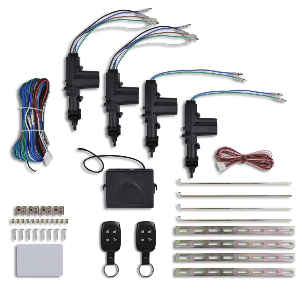 VidaXL door locking with 2 remote controls and 4 engines 12 V