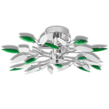 Lampada a soffitto Vidaxl Foglie di cristallo acrilico bianco e verde 3xe14