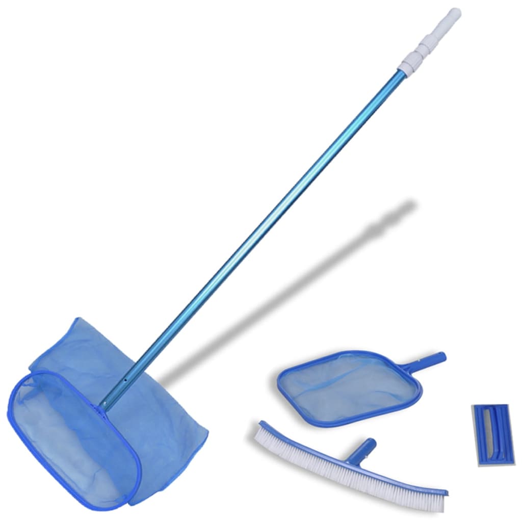 Vidaxl Swimming Pool Set - 2 Nets, 1 Scrubber, 1 Brush + Telescopic Paal