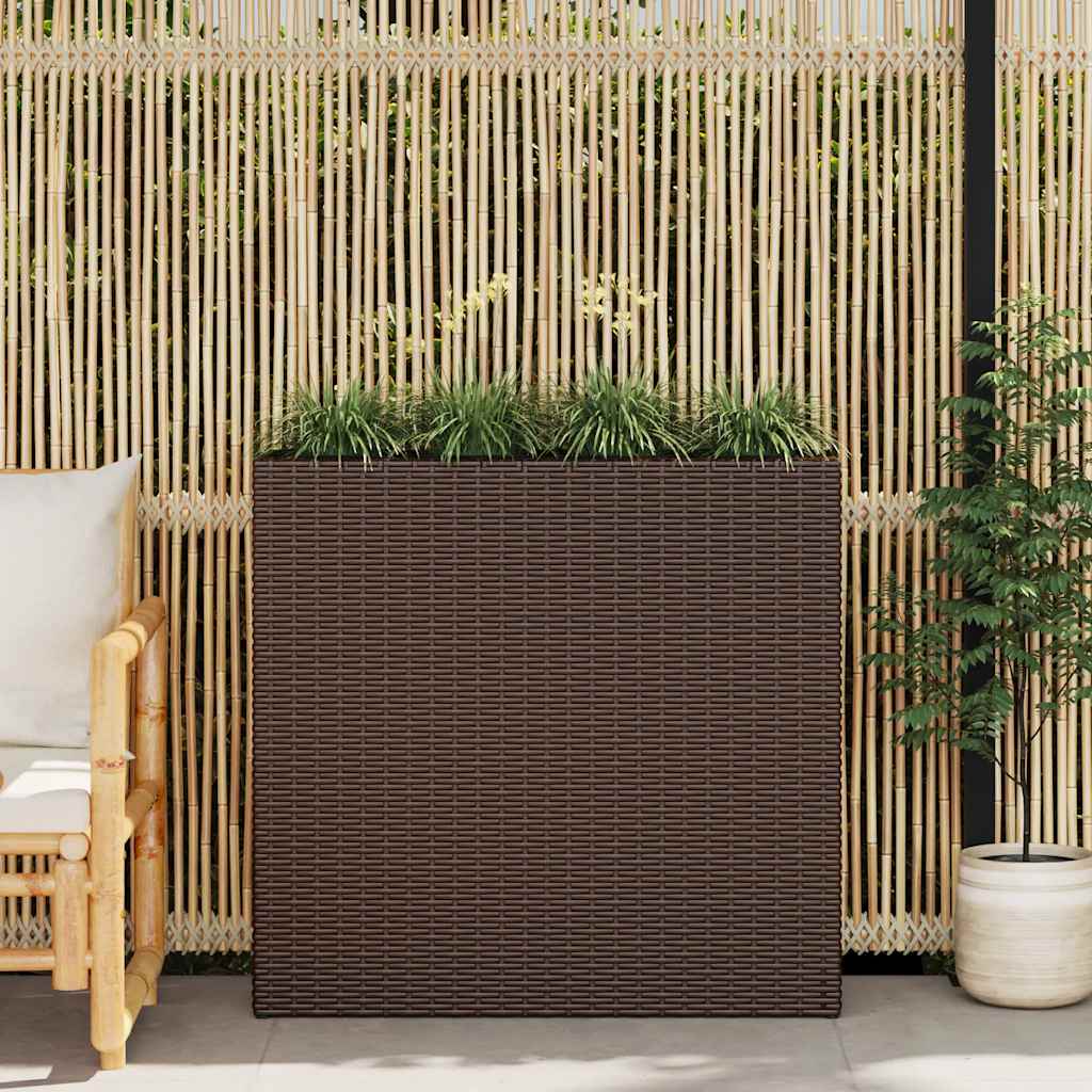 Planter Vidaxl criado com 4 POTS Poly Rattan Brown