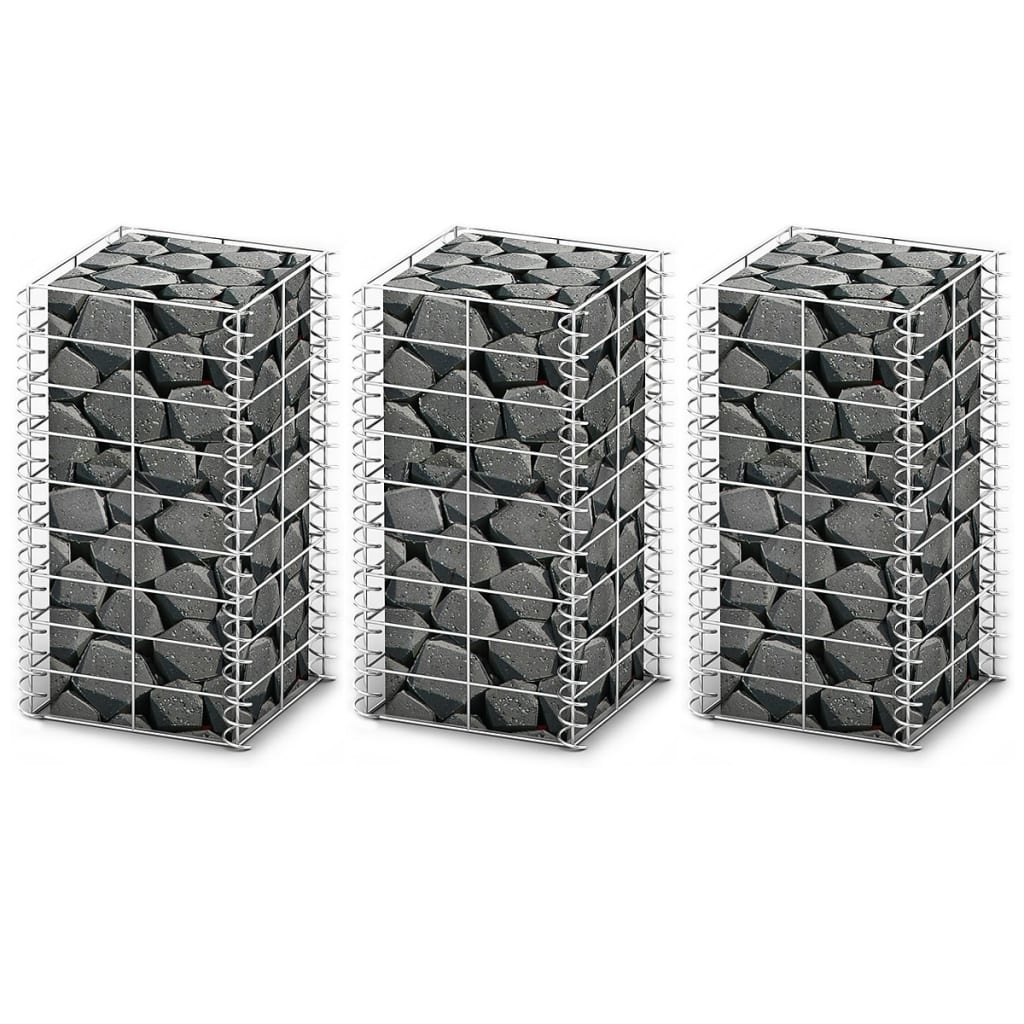 Vidaxl 3-part Schans basket set 25x25x50 cm galvanized wire