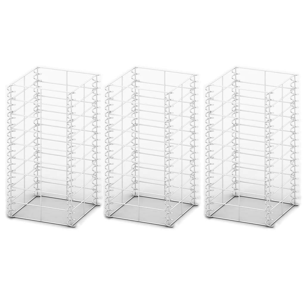 Vidaxl 3-part Schans basket set 25x25x50 cm galvanized wire