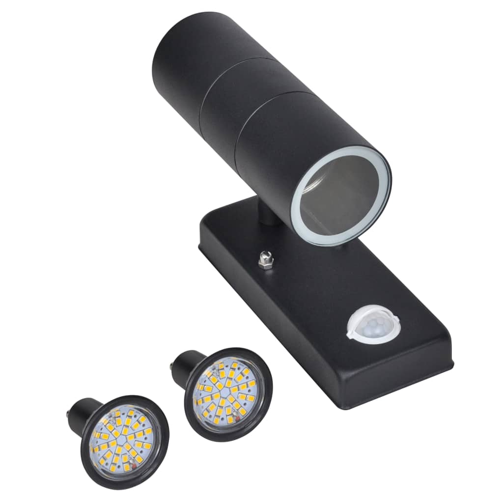Lampe murale vidaxl avec capteur à LED cylindrique en acier inoxydable noir