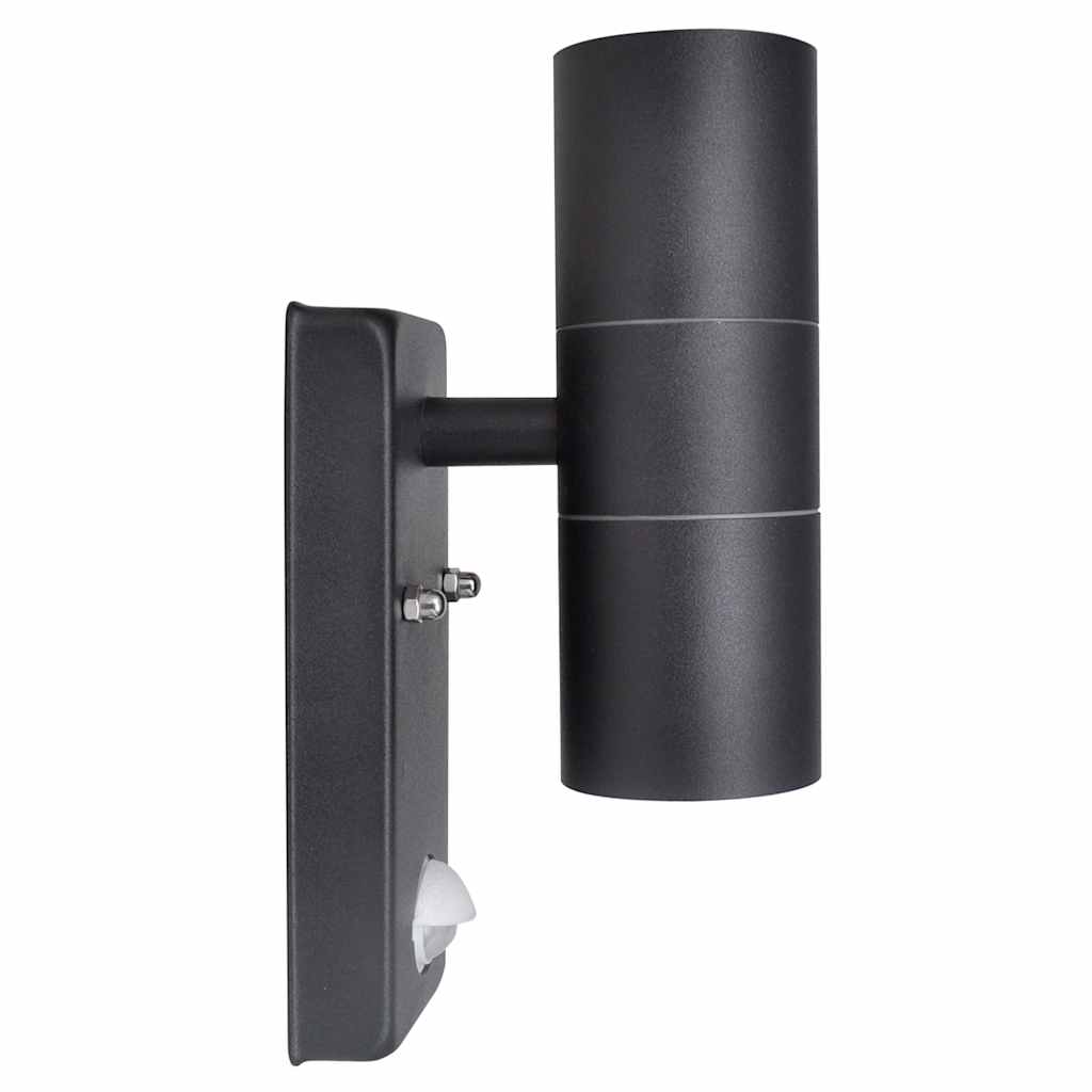 Lampe murale vidaxl avec capteur à LED cylindrique en acier inoxydable noir
