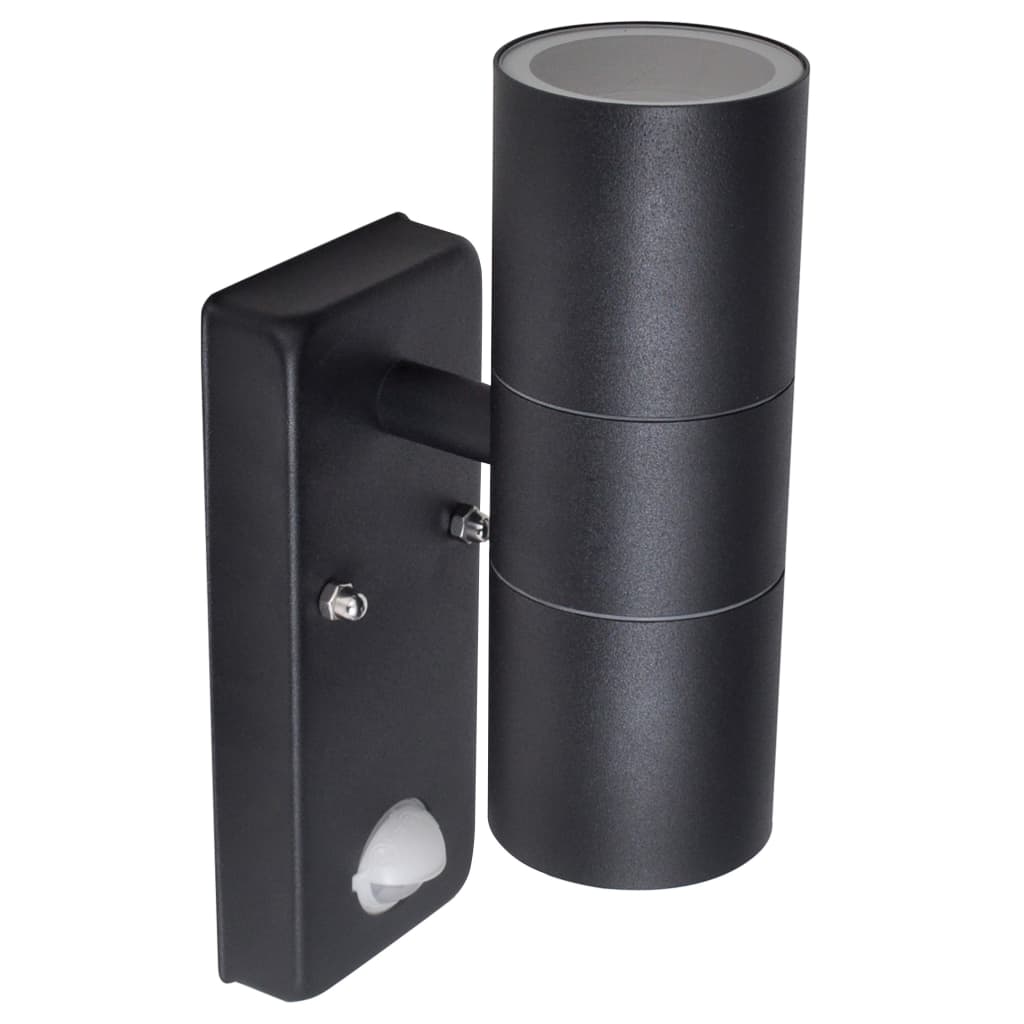 Lampe murale vidaxl avec capteur à LED cylindrique en acier inoxydable noir