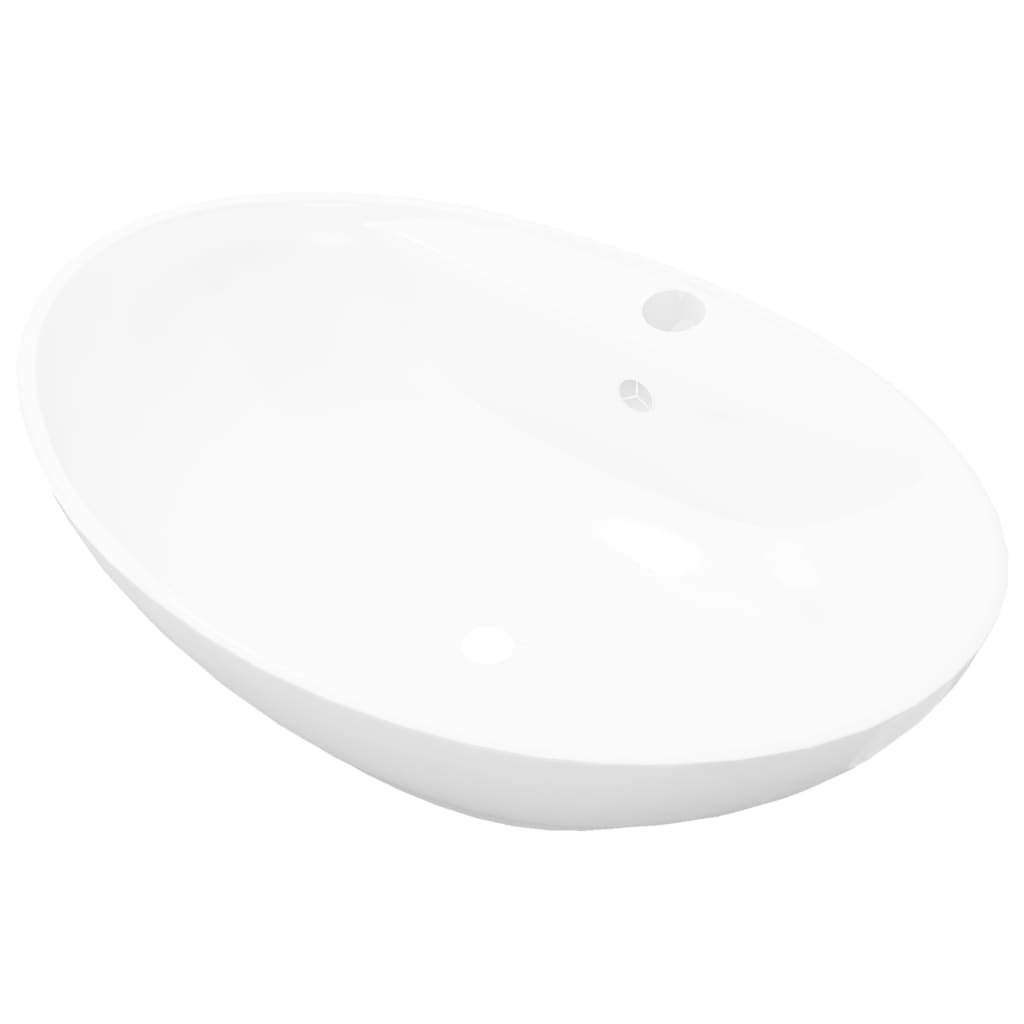 Vidaxl luxury sink with landing and crane hole oval ceramics