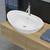 Vidaxl luxury sink with landing and crane hole oval ceramics
