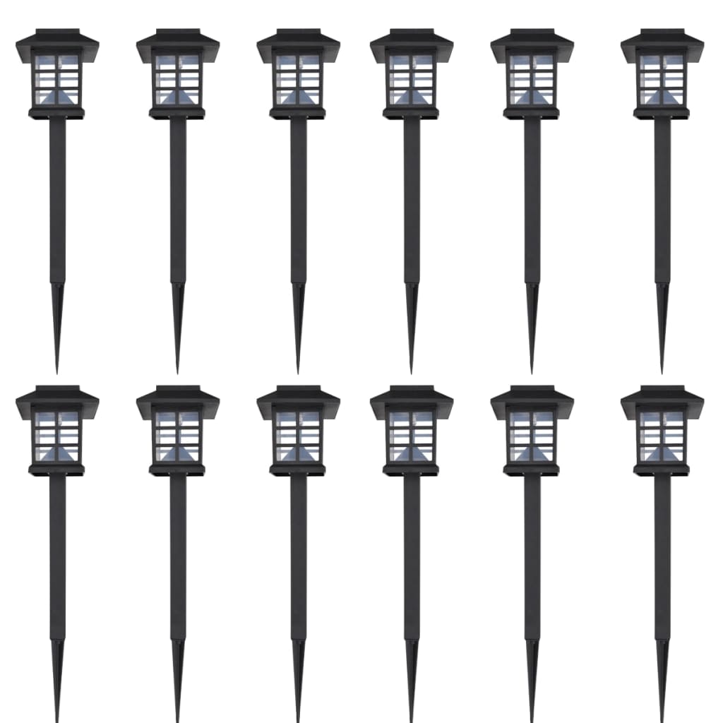 Vidaxl 12-Deel Led Garden Haltung Set Solar mat Pin 8.6x8.6x38 cm