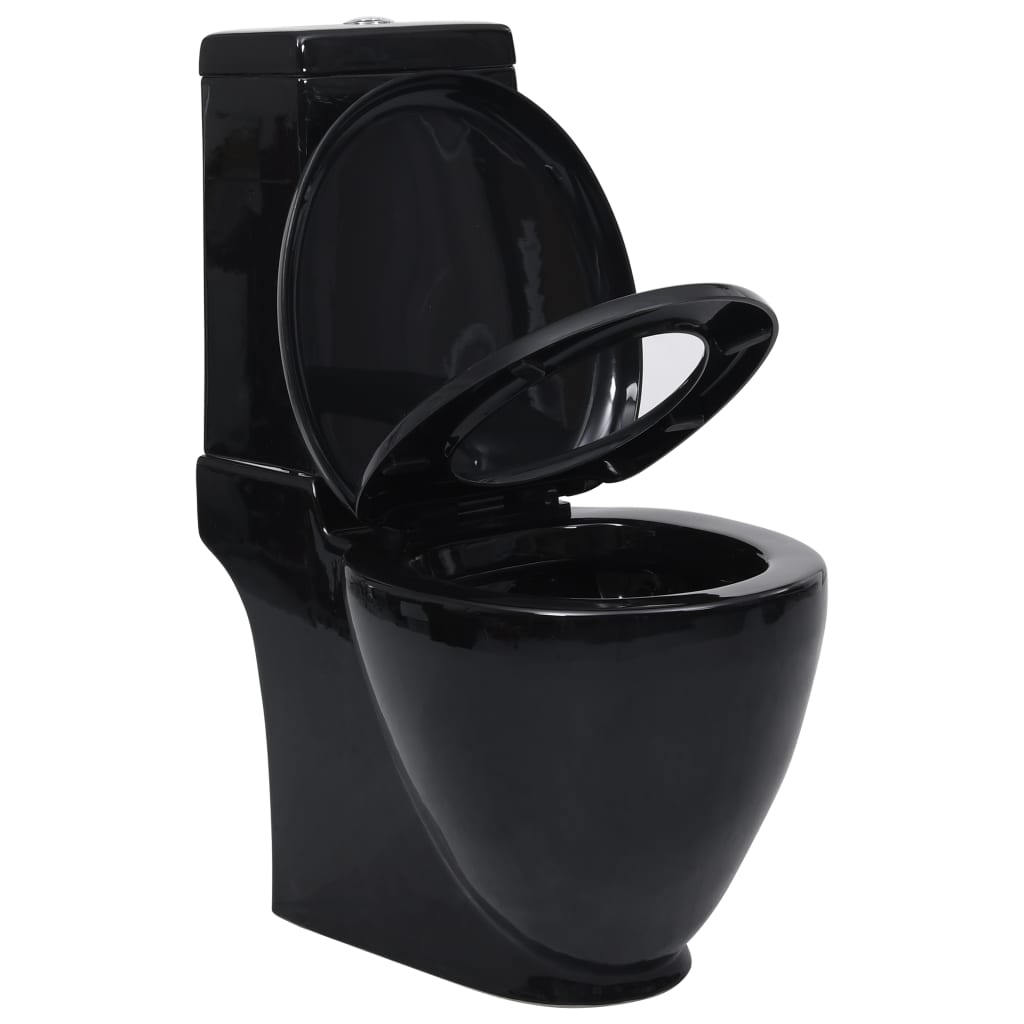 Dranaggio rotondo del toilette Vidaxl sotto il nero in ceramica