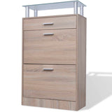 Vidaxl shoe cabinet with drawer and glass top shelf, oak look