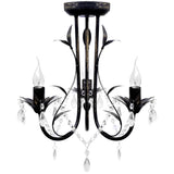 Bidaxl Chandelier Art Nouveau Metal Crystal Pärlor 3 glödlampor Svart