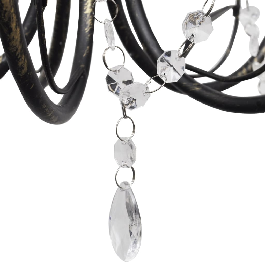 Bidaxl Chandelier Art Nouveau Metal Crystal Pärlor 3 glödlampor Svart