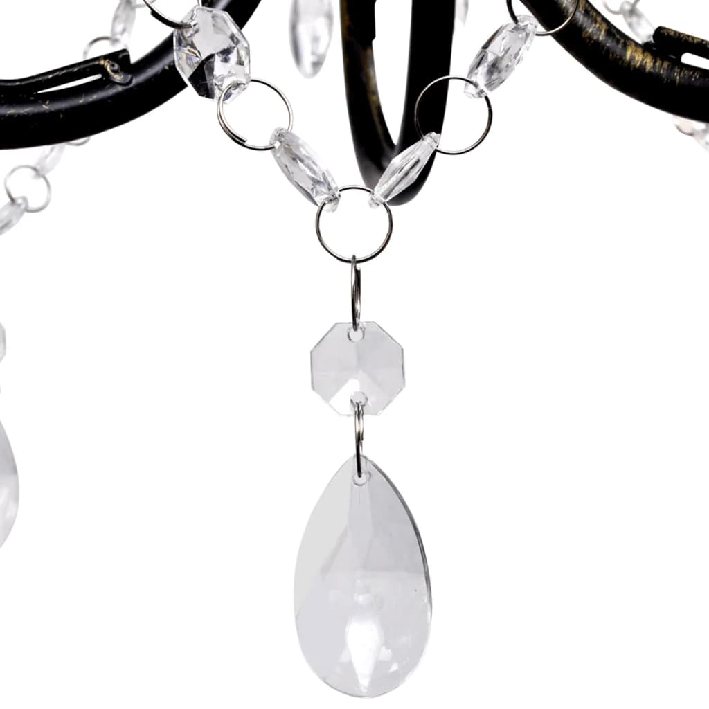Bidaxl Chandelier Art Nouveau Metal Crystal Pärlor 3 glödlampor Svart