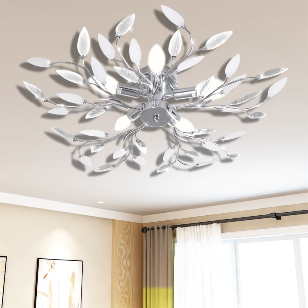 Stropní lampa Vidaxl s krystalovým listy akrylové 5xe14 bílé