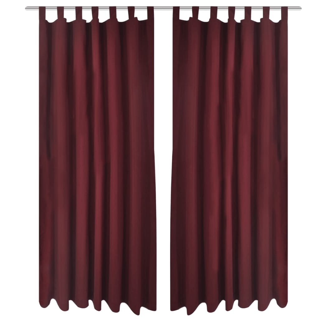 Vidaxl Micro-Satin Curtains with rings 140 x 175 cm 2 pieces (wine red)