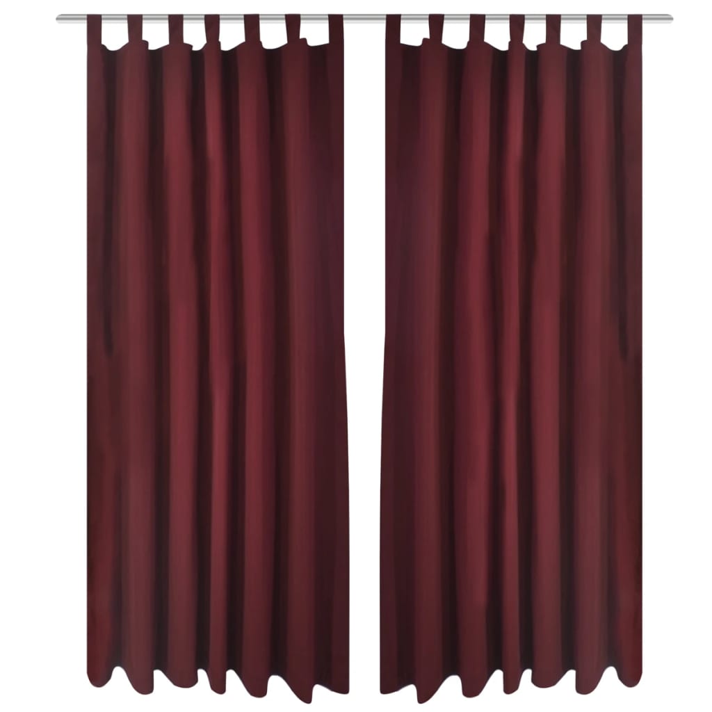 VIDAXL MICRO-SATIN-Vorhänge mit Ringen 140 x 245 cm 2 Stück (Weinrot)