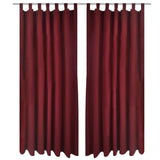 VIDAXL MICRO-SATIN-Vorhänge mit Ringen 140 x 245 cm 2 Stück (Weinrot)