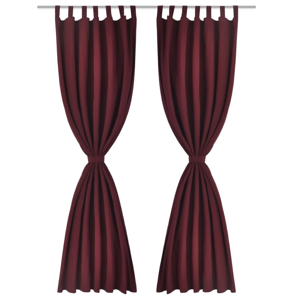 Vidaxl Micro Satin Curtains with Rings 140 x 245 cm Pack of 2 (Wine Red)