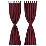 Vidaxl Micro Satin Curtains with Rings 140 x 245 cm Pack of 2 (Wine Red)