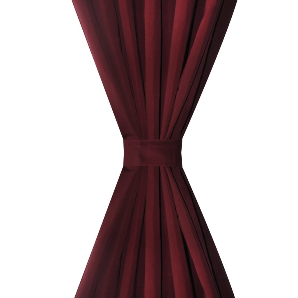 Vidaxl Micro Satin Curtains with Rings 140 x 245 cm Pack of 2 (Wine Red)