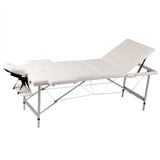 VIDAXL MASSAGGIO PILABILE Tabella 3 zone con telaio in alluminio (crema)