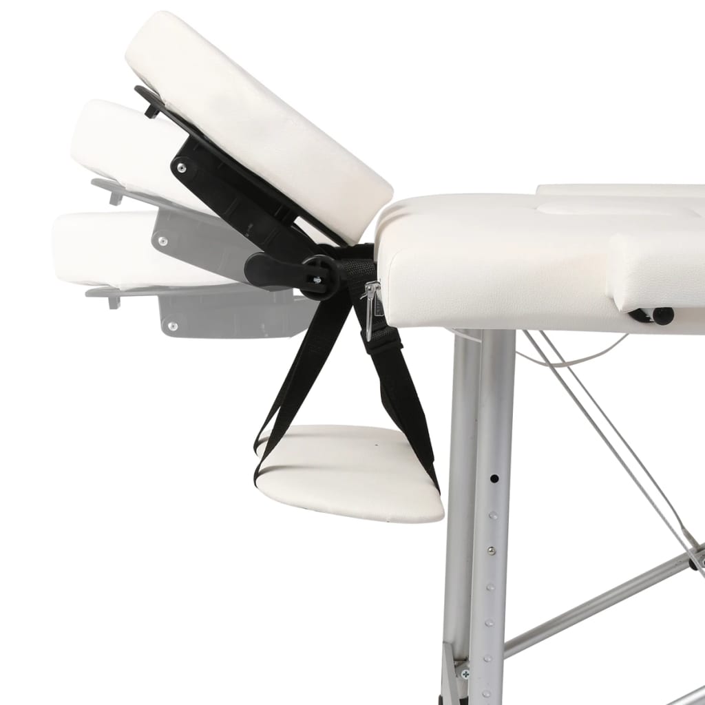 VIDAXL MASSAGGIO PILABILE Tabella 3 zone con telaio in alluminio (crema)