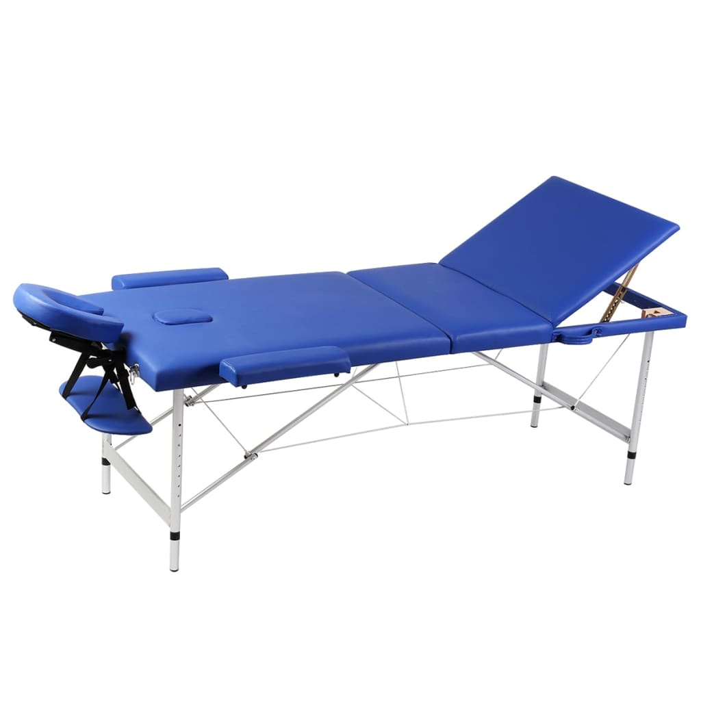 VidaXL Foldable massage table 3 zones with aluminum frame (blue)