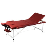 Vidaxl Foldable massage table 3 zones with aluminum frame (red)