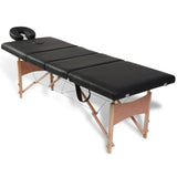 Vidaxl Foldable massage table 4 zones with wooden frame (black)