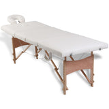 Vidaxl Foldable massage table 4 zones with wooden frame (cream)