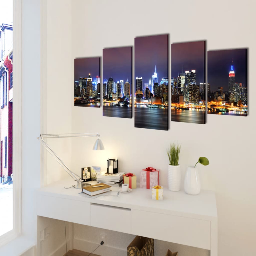 Vidaxl Canvas väggtryck set färgglada New York Skyline 100 x 50 cm