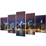 Vidaxl Canvas Wall Drécken Set faarweg New York Skyline 200 x 100 cm