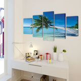 Vidaxl Canvas Wall Pressure Sand Beach with Palm Tree 200 x 100 cm