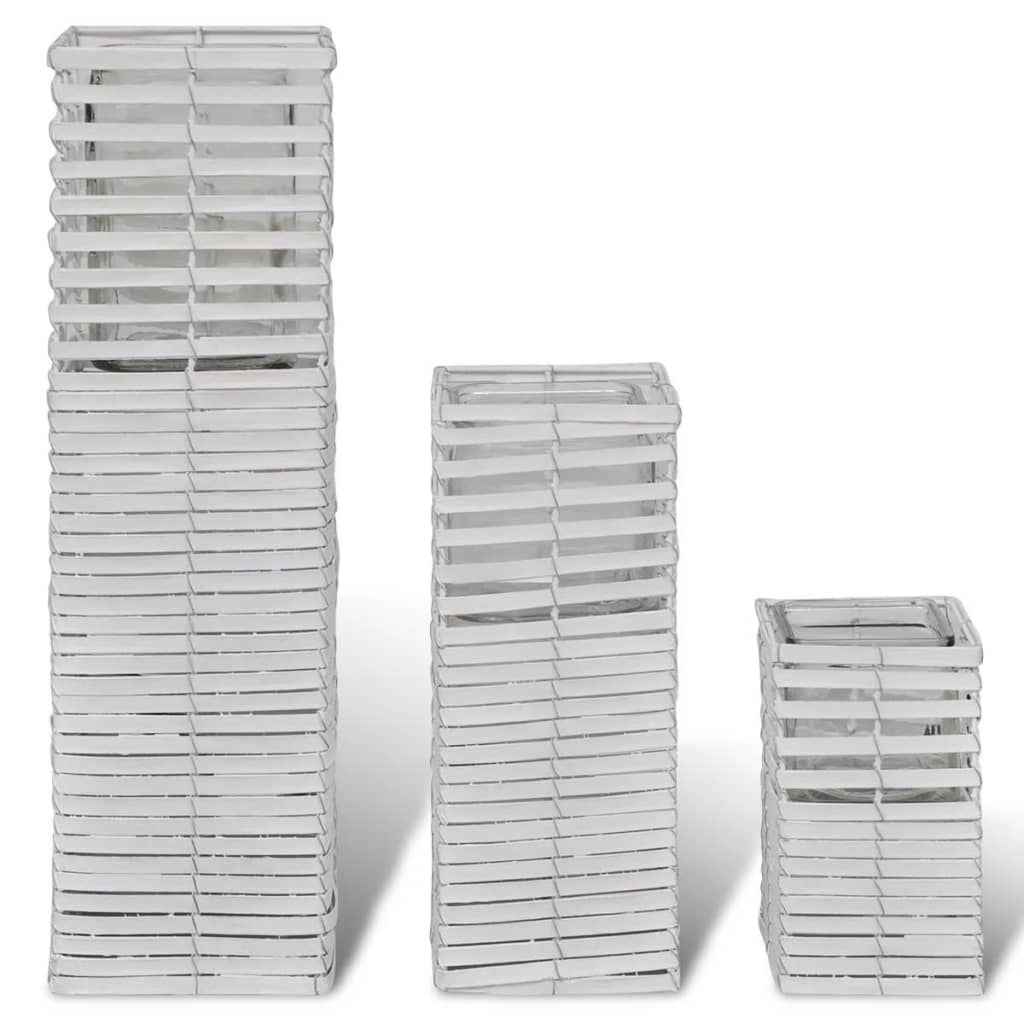 Vidaxl Candle holder Woven Handmade 3 pieces White