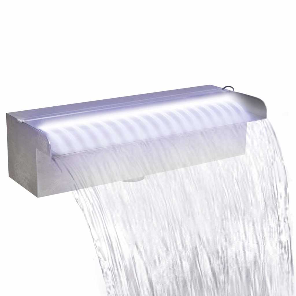 Wodospad basenowy vidaxl z diodami LED prostokątny 30 cm stali nierdzewnej