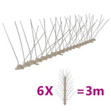 Vidaxl Vogelen Pigeon Pin con 4 file di 6 pezzi 3 m di plastica