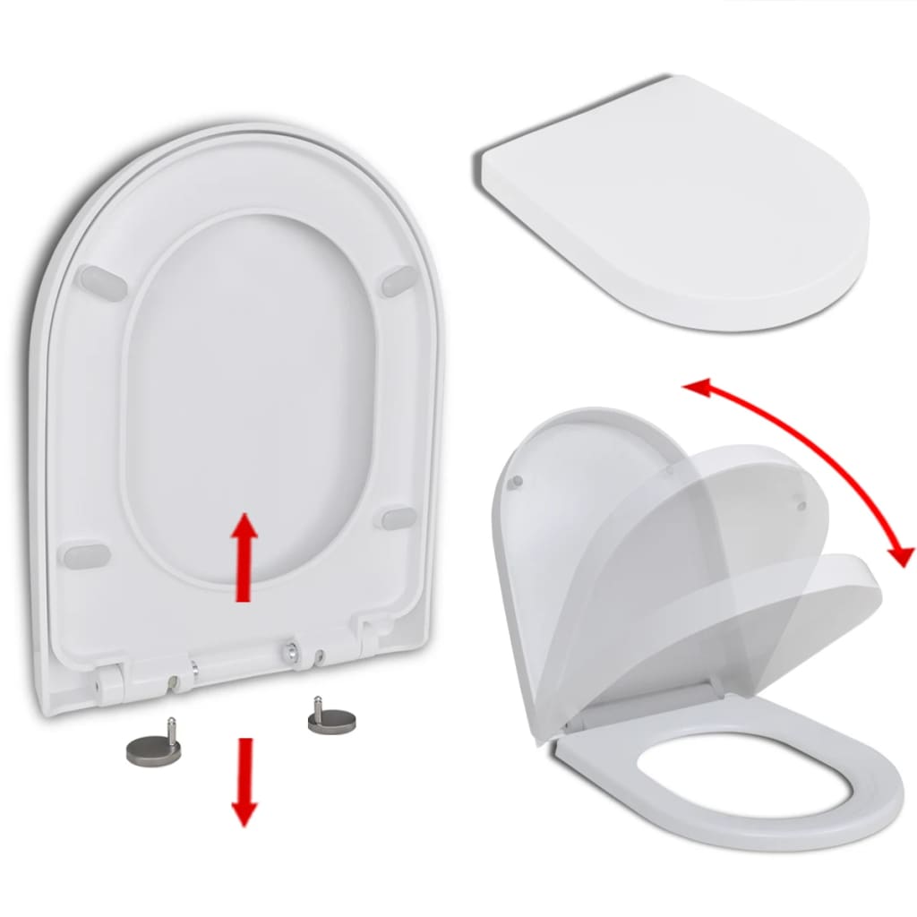 Vidaxl Toilette Sëtz soft-zou mat Quick-Fräisetzung Design Quadratway