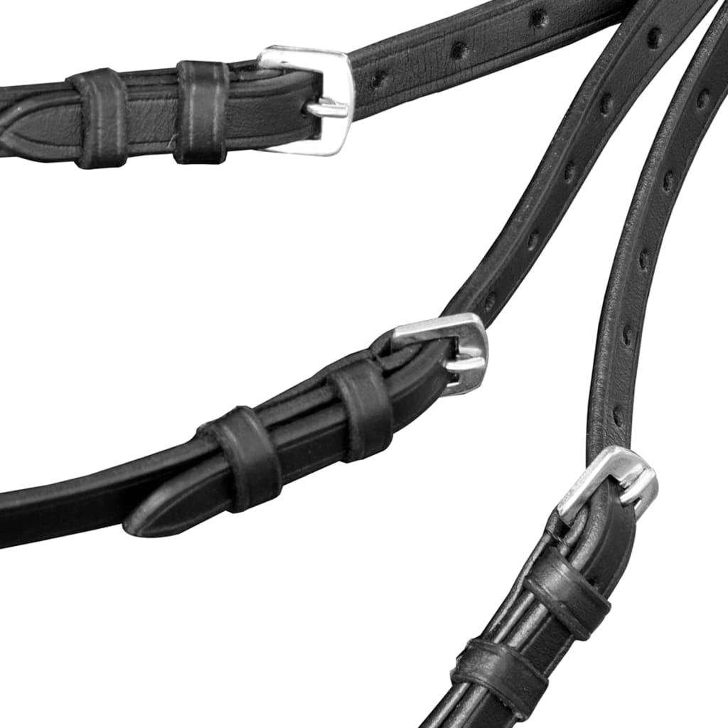 Vidaxl -tygläder med kombinerat näsband, tyglar och lite svart full