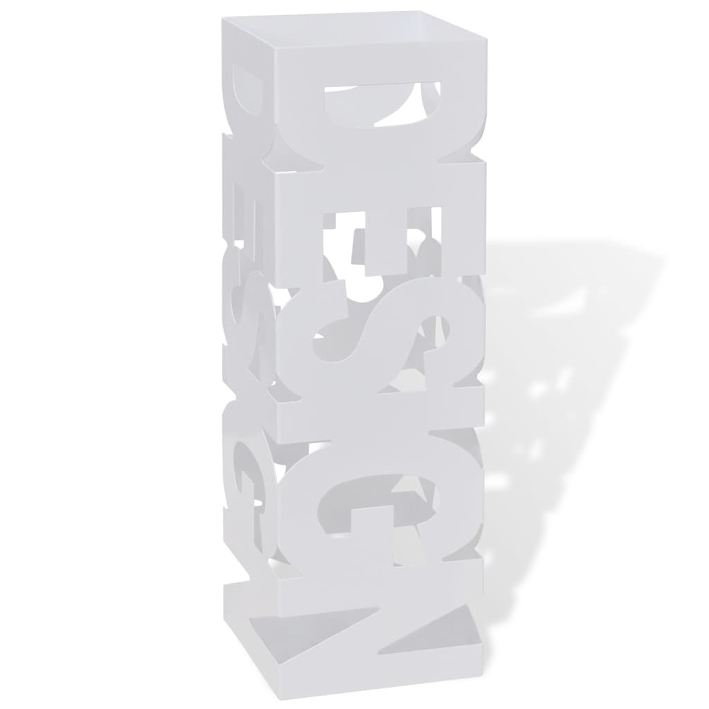 Vidaxl -paraply og gangstokkholder White Square Steel 48,5 cm