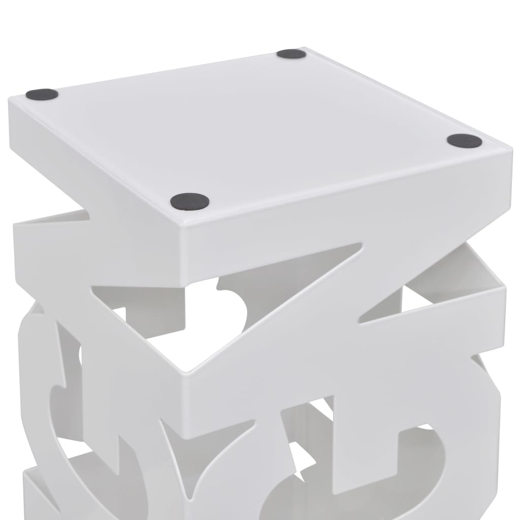 Vidaxl -paraply og gangstokkholder White Square Steel 48,5 cm